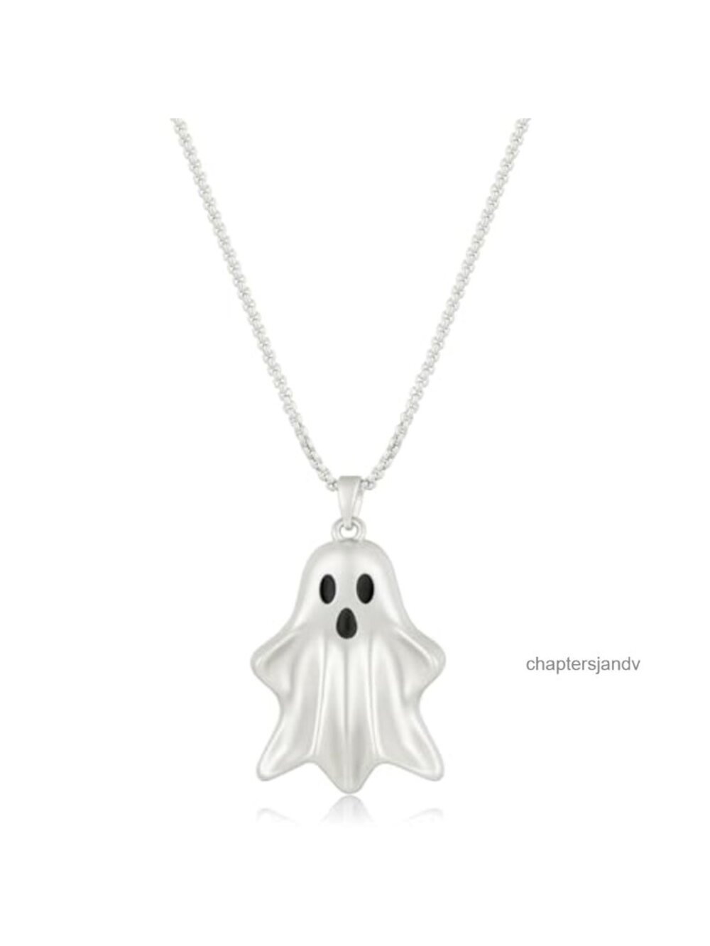 Gold Plated Ghost Pendant Necklace Box Chain Unisex Halloween Jewelry Gift